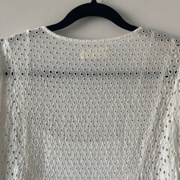 White Tiered Woven Peasant Long-Sleeve Dress - Picture 9 of 11